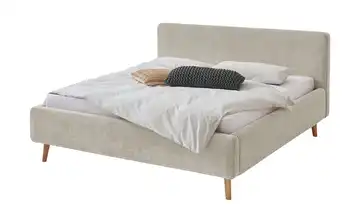 Polsterbettgestell Mattis Beige Bouclé ohne Bettkasten 180 cm Eiche