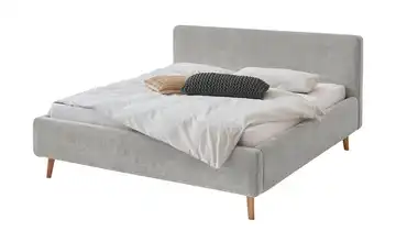 Polsterbettgestell Mattis Grau Bouclé ohne Bettkasten 160 cm Eiche