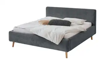 Polsterbettgestell Mattis Anthrazit Bouclé ohne Bettkasten 160 cm Eiche