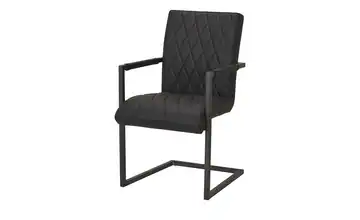 Schwingstuhl Theodor Schwarz Armlehne Leder