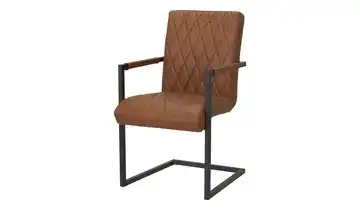 Schwingstuhl Theodor Cognacbraun Armlehne Leder