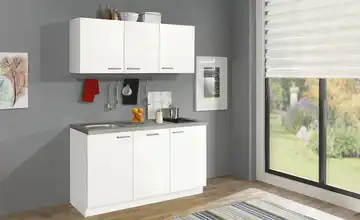 Küchenzeile mit Elektrogeräten Hoom Ausführung rechts Weiß / Betonoptik