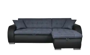 Ecksofa Aries Blau, Schwarz rechts Blau, Schwarz