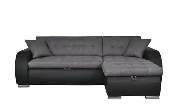 Ecksofa Aries Dunkelgrau, Schwarz rechts Dunkelgrau, Schwarz