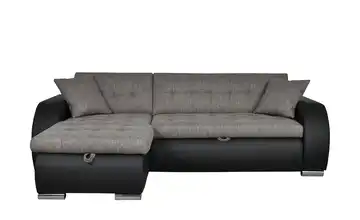 Ecksofa Aries Grau, Schwarz links Grau, Schwarz