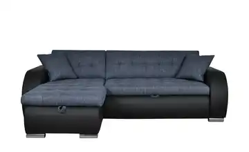 Ecksofa Aries Dunkelblau, Schwarz links Dunkelblau, Schwarz