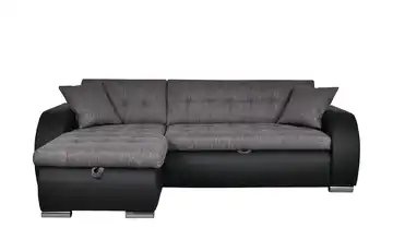 Ecksofa Aries Dunkelgrau, Schwarz links Dunkelgrau, Schwarz