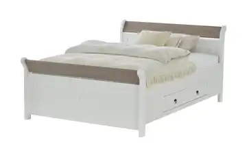 Bettgestell Massetto Weiß, Lavagrau 140 cm