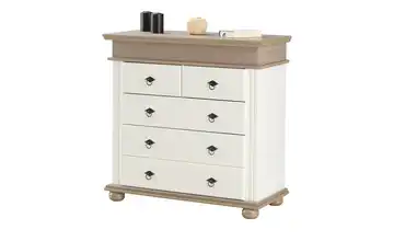 Kommode Massivholz Massetto Weiß, Lavagrau