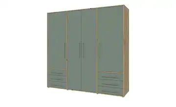 Kleiderschrank Mokkaro Asteiche (Nachbildung), Salbeigrün 206 cm