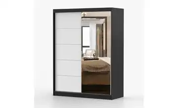 Schwebetürenschrank 2-türig Vista Schwarz, Weiß