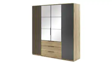 Drehtürenschrank Sorento 200 cm Eiche (Nachbildung), Schwarz