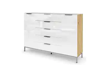 Highboard verchromt Weiß/Eiche Artisan (Nachbildung) 160 cm