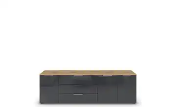 Sideboard Front: Glas, Oberboden: Dekor Basaltgrau, Eiche Artisan (Nachbildung) verchromt