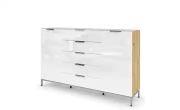 Highboard verchromt Weiß/Eiche Artisan (Nachbildung) 180 cm