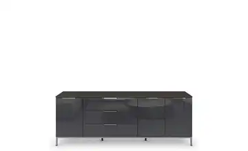 Sideboard Basaltgrau, Graphit Front: Glas, Oberboden: Dekor verchromt