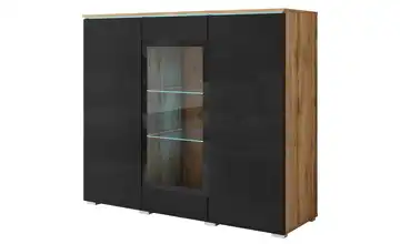 Highboard Eiche (Nachbildung), Schwarz