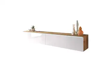 Lowboard Eiche (Nachbildung), Weiß, hochglanz