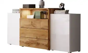 Sideboard Weiß, Eiche (Nachbildung)