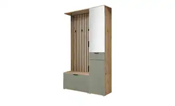 Kompaktgarderobe Mocha Salbeigrün, Asteiche (Nachbildung) 122 cm