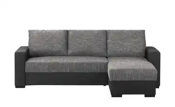 Ecksofa Navarra Grau, Schwarz rechts