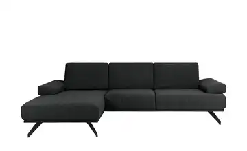 Ecksofa Gemma Schwarz Flachgewebe links