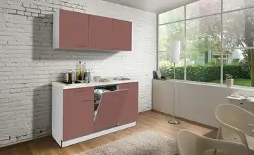Küchenzeile mit Elektrogeräten Zwolle Rechts Karminrot / Weiß