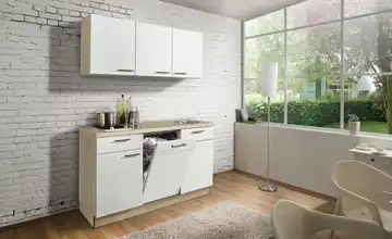 Küchenzeile mit Elektrogeräten Zwolle Rechts Weiß / Wildeiche Nachbildung