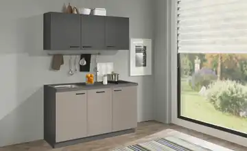Küchenzeile mit Elektrogeräten Hoom Ausführung rechts Cappucchino / Graphit