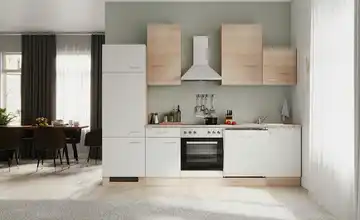 Küchenzeile ohne Elektrogeräte Weiß / Eiche Sonoma (Nachbildung)