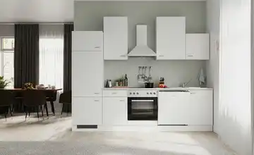 Küchenzeile ohne Elektrogeräte Weiß / Marmor (Nachbildung)