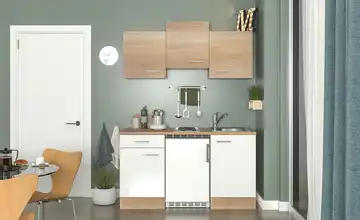 Singleblock mit Elektrogeräten Mol Weiß, Eiche Sonoma (Nachbildung)