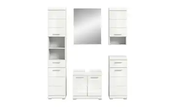 Badmöbel-Set SCHLOONSEE, 5 teilig, bestehend aus: Hochschrank, WBU, Spiegel, Unterschrank, Hängeschrank Schloonsee