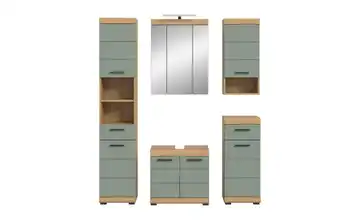  Badmöbel-Set SCHLOONSEE, 5 teilig, inklusive LED Beleuchtung, bestehend aus: Hochschrank, WBU, Spiegelschrank, Unterschrank, Hängeschrank  Schloonsee