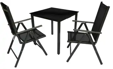 Gartenmöbel 3er-Set Schwarzglas Schwarz, Anthrazit