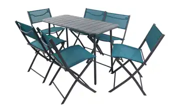 Gartenmöbel 7er-Set Türkis Türkis