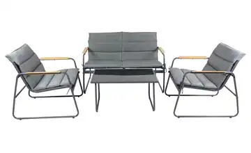 Gartenmöbel 4er-Set Schwarz, Grau