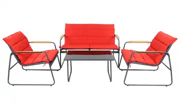 Gartenmöbel 4er-Set Schwarz, Rot