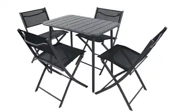 Gartenmöbel 5er-Set Schwarz Schwarz