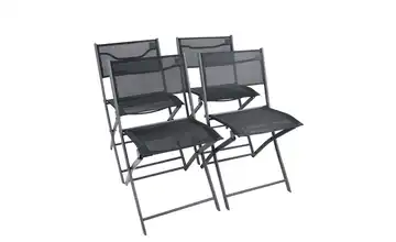 Gartenstuhl 4er-Set Schwarz Schwarz