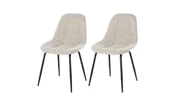Esszimmerstuhl 2er-Set Claus Creme, Schwarz