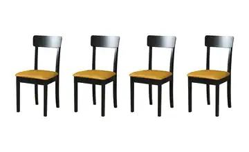Esszimmerstuhl 4er-Set Schwarz, Gelb
