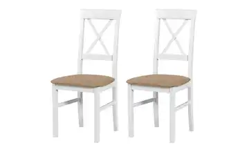 Esszimmerstuhl 2er-Set Weiß, Taupe