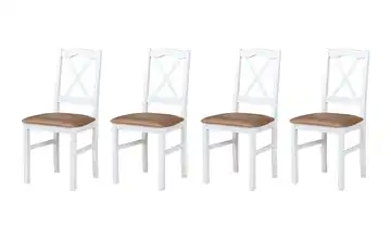 Esszimmerstuhl 4er-Set Weiß, Cappuccino