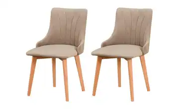 Esszimmerstuhl 2er-Set holzfarben, Beige