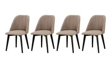 Esszimmerstuhl 4er-Set Schwarz, Nude