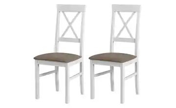 Esszimmerstuhl 2er-Set Weiß, Hellbraun
