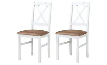 Esszimmerstuhl 2er-Set Weiß, Cappuccino