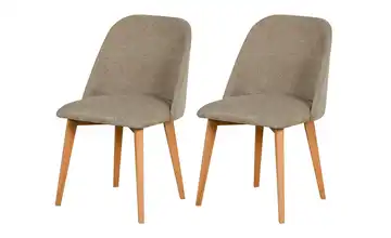 Esszimmerstuhl 2er-Set holzfarben, Taupe