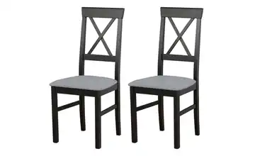 Esszimmerstuhl 2er-Set Schwarz, Mausgrau